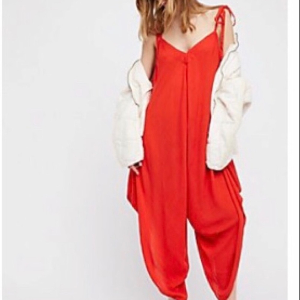 Free People Oversized Orange El Port Romper Jumper XS